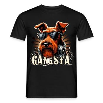 Irish Terrier Gangsta Gangster Hund Geschenk - Männer T-Shirt - Schwarz - Vorne - AI Model Male 178 light (178cm)
