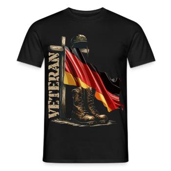 Gedenkflagge und Stiefel Veteranentag Veteran - Männer T-Shirt - Schwarz - Vorne - AI Model Male 178 light (178cm)