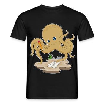Krake Schüler Bleistift Schule - Männer T-Shirt - Schwarz - Vorne - AI Model Male 178 light (178cm)