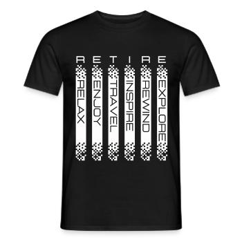 Explication du sens du mot « retraite » - T-shirt homme - noir - Devant - AI Model Male 178 light (178cm)