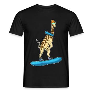 Giraffe Snowboarder Snowboard - Men's T-Shirt - black - Front - AI Model Male 178 light (178cm)