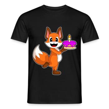 Gâteau d’anniversaire de Fox - T-shirt homme - noir - Devant - AI Model Male 178 light (178cm)