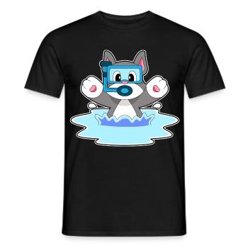 Katze Taucher Schnorchel Tauchen - Männer T-Shirt - Schwarz - Vorne - AI Model Male 178 light (178cm)