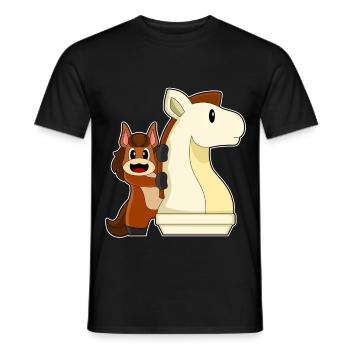 Pferd Schachfigur Springer Schach - Männer T-Shirt - Schwarz - Vorne - AI Model Male 178 light (178cm)