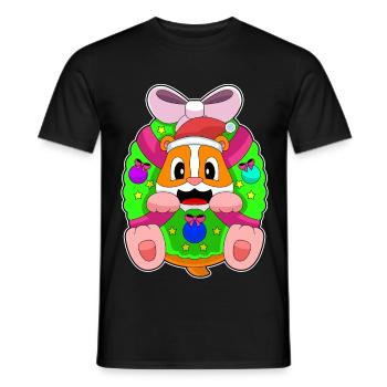 Hamster Christmas Hair Bow - Men's T-Shirt - black - Front - AI Model Male 178 light (178cm)