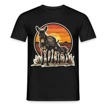 Esel Papa Sohn Vater Familie Vatertag Vintage - Männer T-Shirt - Schwarz - Vorne - AI Model Male 178 light (178cm)