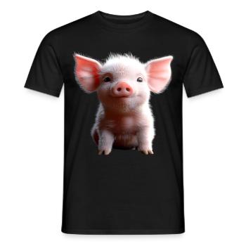 Pig Domestic Pig Pig Piglet Piggy - Men's T-Shirt - black - Front - AI Model Male 178 light (178cm)