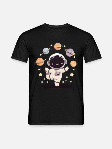 Astronaut Yoga Weltraum Kawaii - Männer T-Shirt - Schwarz