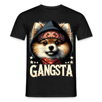 Petit cadeau de chien Spitz Gangsta Gangster - T-shirt homme - noir - Devant - AI Model Male 178 light (178cm)