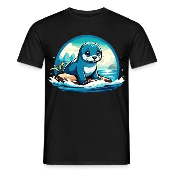 Seal on rocks - Men's T-Shirt - black - Front - AI Model Male 178 light (178cm)