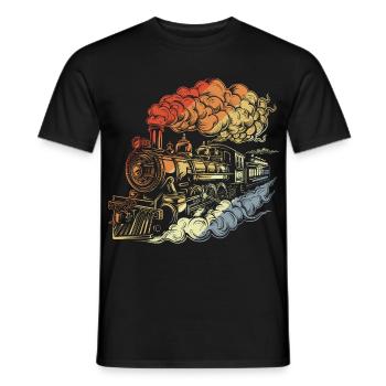 Locomotive à vapeur rétro - T-shirt homme - noir - Devant - AI Model Male 178 light (178cm)