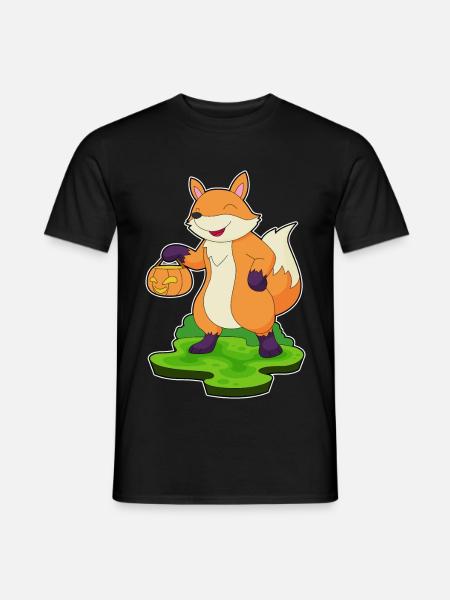 Fuchs Halloween Kürbis - Männer T-Shirt - Schwarz