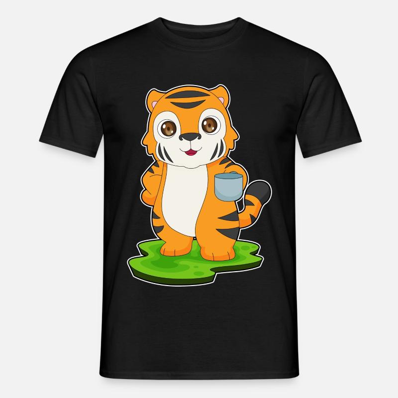 Tiger Kaffee Tasse - Männer T-Shirt - Schwarz