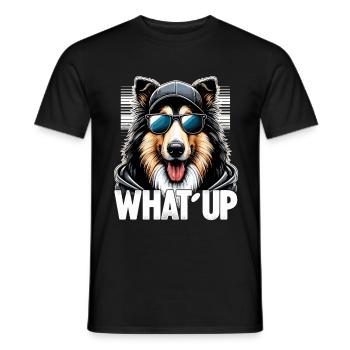 Collie Was geht Gangsta Gangster Hund Geschenk - Männer T-Shirt - Schwarz - Vorne - AI Model Male 178 light (178cm)