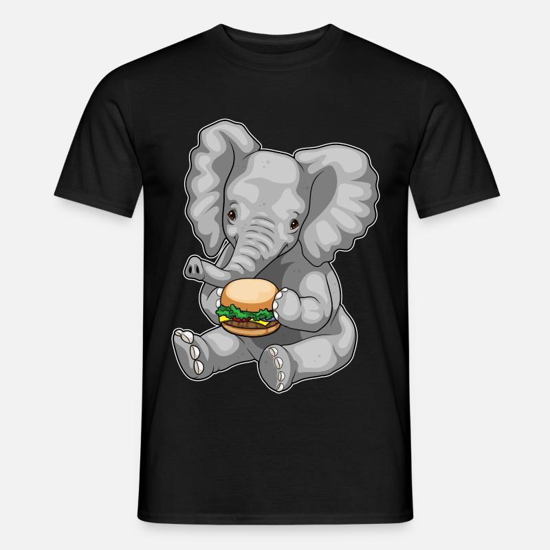 Elefant Burger - Männer T-Shirt - Schwarz