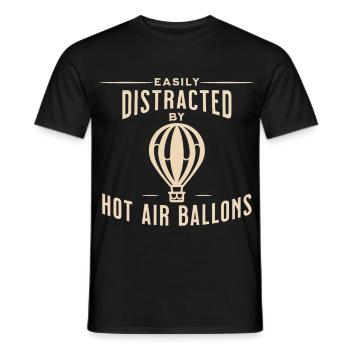 Easily distracted by hot air balloons Funny - Men's T-Shirt - black - Front - AI Model Male 178 light (178cm)