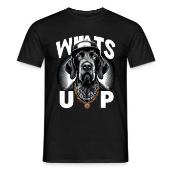 Deutsch Drahthaar Gangster Was geht ab Hund - Männer T-Shirt - Schwarz - Vorne - AI Model Male 178 light (178cm)