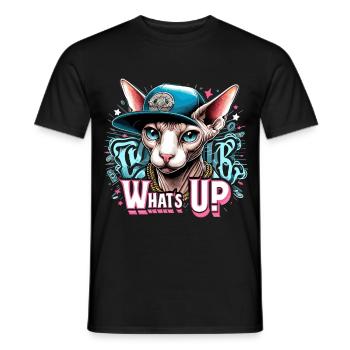 Sphynx Katze cool Was geht ab Hip Hop Geschenk - Männer T-Shirt - Schwarz - Vorne - AI Model Male 178 light (178cm)