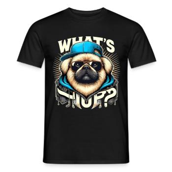 Pekingese Was geht ab Löwenhund Hund Geschenk - Männer T-Shirt - Schwarz - Vorne - AI Model Male 178 light (178cm)