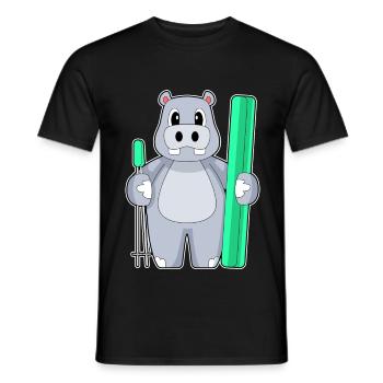 Nilpferd Skifahrer Ski Wintersport - Männer T-Shirt - Schwarz - Vorne - AI Model Male 178 light (178cm)
