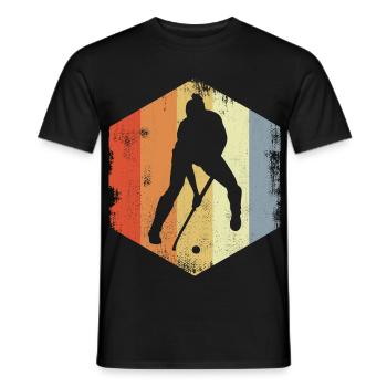 Retro Feldhockey Spieler - Männer T-Shirt - Schwarz - Vorne - AI Model Male 178 light (178cm)