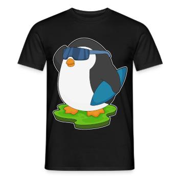 Pinguin Surfen Surfbrett Sommer - Männer T-Shirt - Schwarz - Vorne - AI Model Male 178 light (178cm)