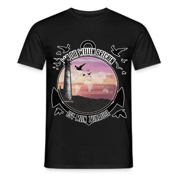 Adventure The Waves Break – We Live Anyway - Men's T-Shirt - black - Front - AI Model Male 178 light (178cm)