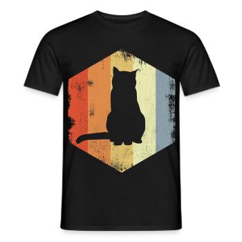 Retro Katze - Männer T-Shirt - Schwarz - Vorne - AI Model Male 178 light (178cm)
