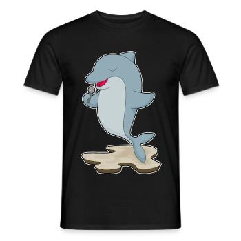 Chant Dolphin Singer Microphone - T-shirt homme - noir - Devant - AI Model Male 178 light (178cm)