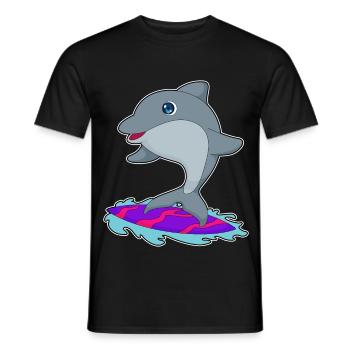 Été de surf sur planche de surf Dolphin - T-shirt homme - noir - Devant - AI Model Male 178 light (178cm)