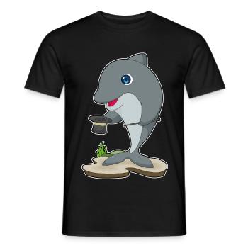 Dolphin Wizard Top Hat - Men's T-Shirt - black - Front - AI Model Male 178 light (178cm)