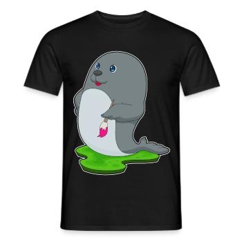 Seal Painter Brush Painting - Men's T-Shirt - black - Front - AI Model Male 178 light (178cm)