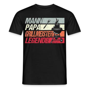 Grillmeister Papa - Männer T-Shirt - Schwarz - Vorne - AI Model Male 178 light (178cm)