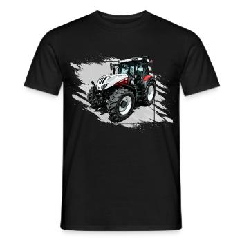 Tracteur Steyr Blanc - T-shirt homme - noir - Devant - AI Model Male 178 light (178cm)