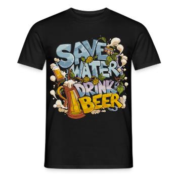 Save Water Drink Beer Biertrinker - Männer T-Shirt - Schwarz - Vorne - AI Model Male 178 light (178cm)