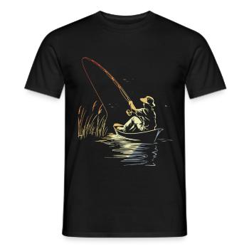 Retro Fishing Sketch - Men's T-Shirt - black - Front - AI Model Male 178 light (178cm)