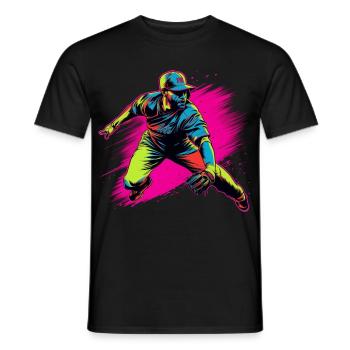 Baseball Player Steamwave - Men's T-Shirt - black - Front - AI Model Male 178 light (178cm)