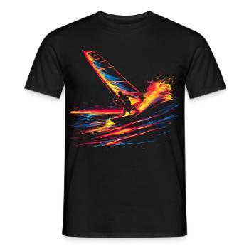 Planche à voile à l’ancienne - T-shirt homme - noir - Devant - AI Model Male 178 light (178cm)