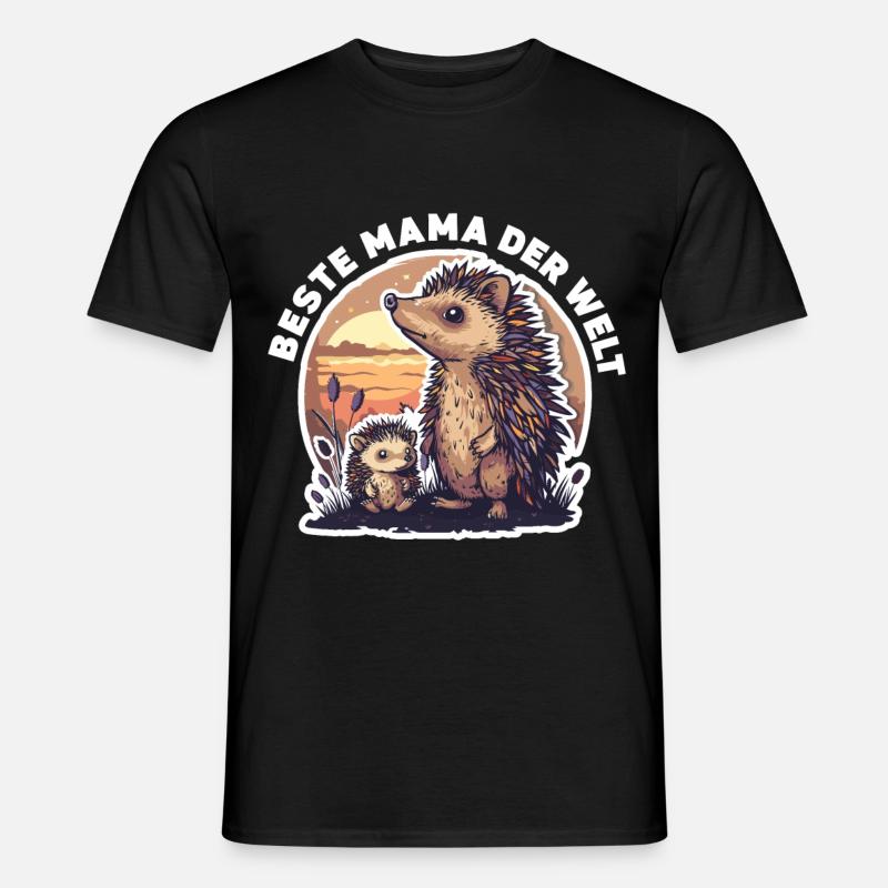 Mama Mutter Beste Mama der Welt Igel Spruch - Männer T-Shirt - Schwarz