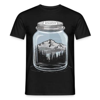 Souvenirs capturés - Paysage de montagne dans un verre - T-shirt homme - noir - Devant - AI Model Male 178 light (178cm)