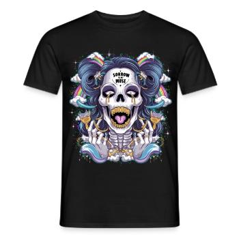 Glitzernder Skelettschädel mit Regenbogen - Männer T-Shirt - Schwarz - Vorne - AI Model Male 178 light (178cm)