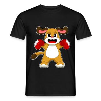 Dog Boxer Boxing Gloves Boxing - Men's T-Shirt - black - Front - AI Model Male 178 light (178cm)