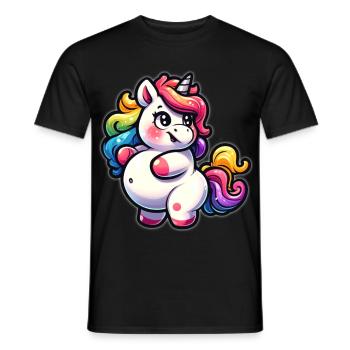 Colorful unicorn cuddly design - Men's T-Shirt - black - Front - AI Model Male 178 light (178cm)