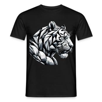 Tiger Tigerkopf geometrisch Geometrie Geschenk - Männer T-Shirt - Schwarz - Vorne - AI Model Male 178 light (178cm)