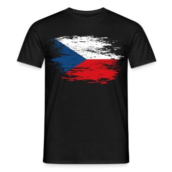 Tschechien Flagge used - Männer T-Shirt - Schwarz - Vorne - AI Model Male 178 light (178cm)