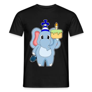 Gâteau d’anniversaire d’éléphant - T-shirt homme - noir - Devant - AI Model Male 178 light (178cm)