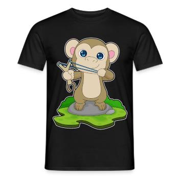 Affe Steinschleuder - Männer T-Shirt - Schwarz - Vorne - AI Model Male 178 light (178cm)