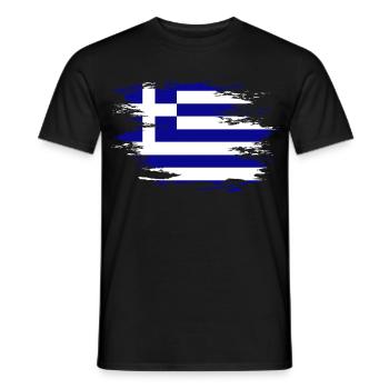 Drapeau de la Grèce utilisé design - T-shirt homme - noir - Devant - AI Model Male 178 light (178cm)