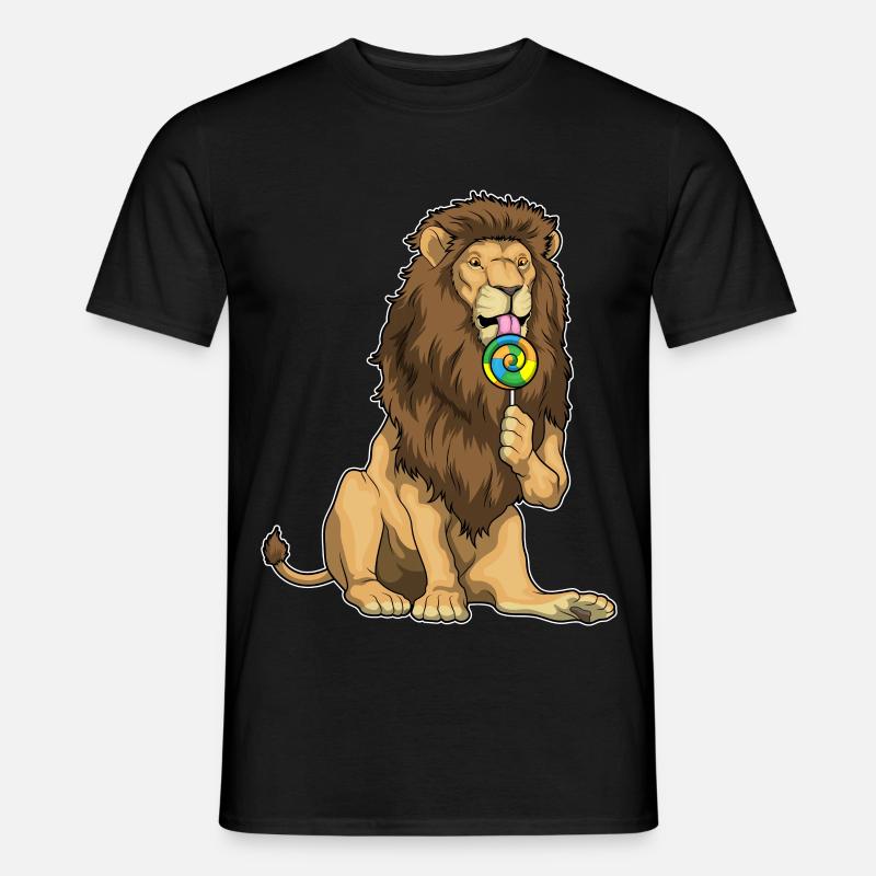 Löwe Lutscher - Männer T-Shirt - Schwarz