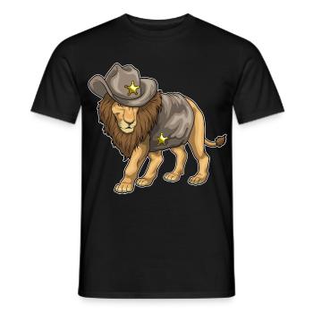 Chapeau du shérif Lion - T-shirt homme - noir - Devant - AI Model Male 178 light (178cm)